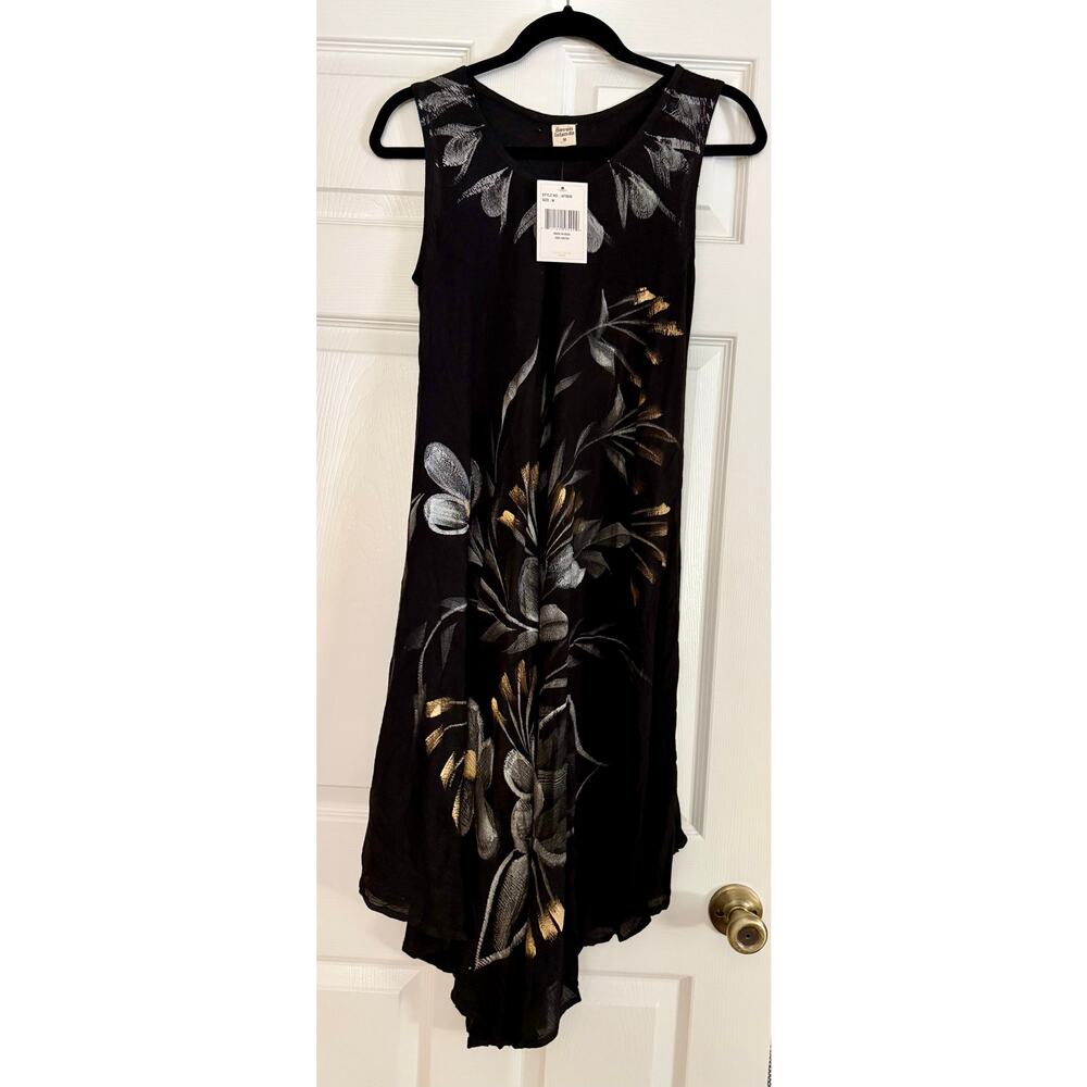 NET Seven Island black floral dress/bathing suit coverup.